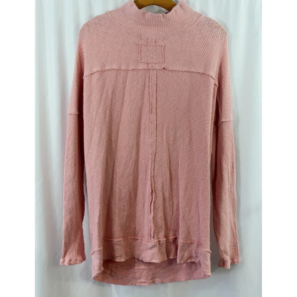 We The Free Womens Pink Long Sleeve Oversize Mock Neck Cotton Top S - Picture 5 of 6
